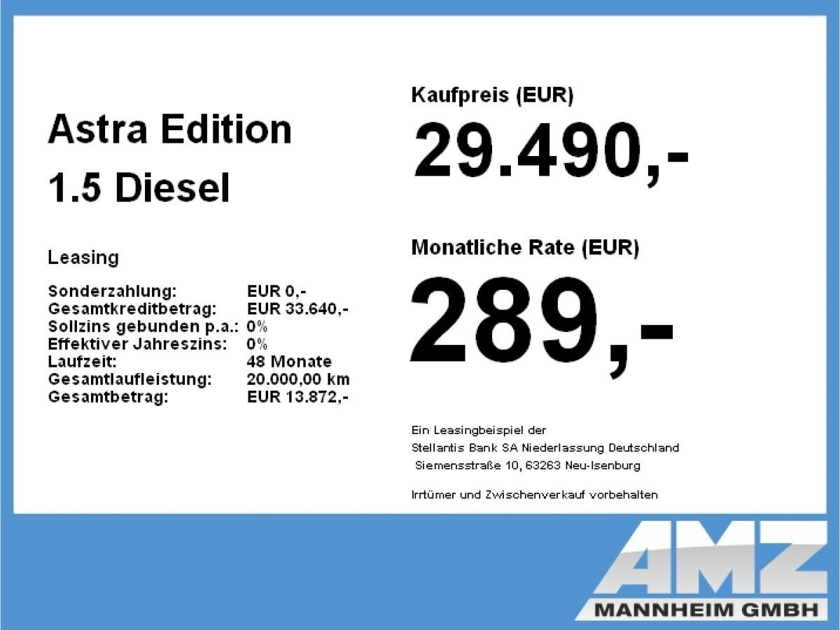 Opel Astra Edition 1.5 Diesel