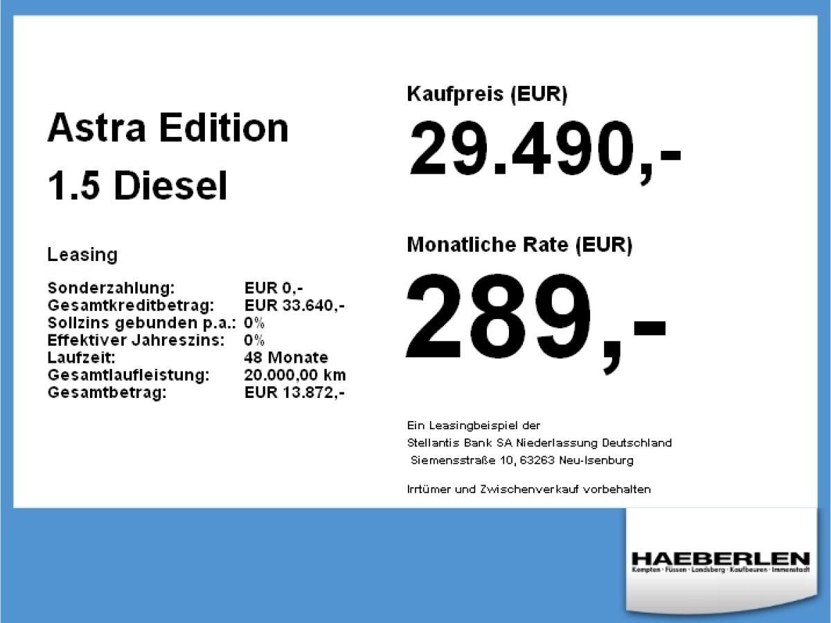 Opel Astra Edition 1.5 Diesel
