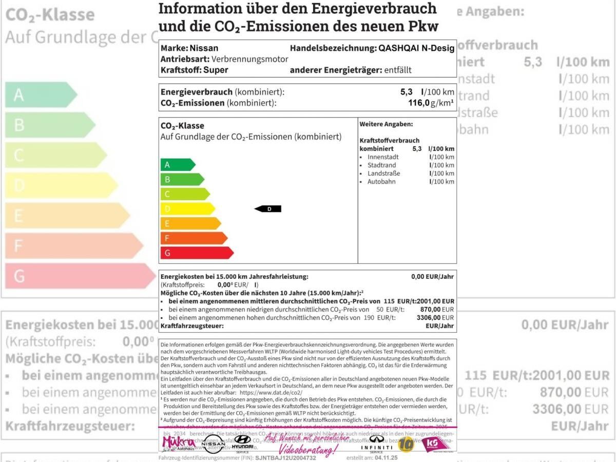 Nissan Qashqai N-Design MY24 1.5 VC-T e-POWER AT Komfort Paket Plus PGD 20Ž Alu Voll LED mit AFA