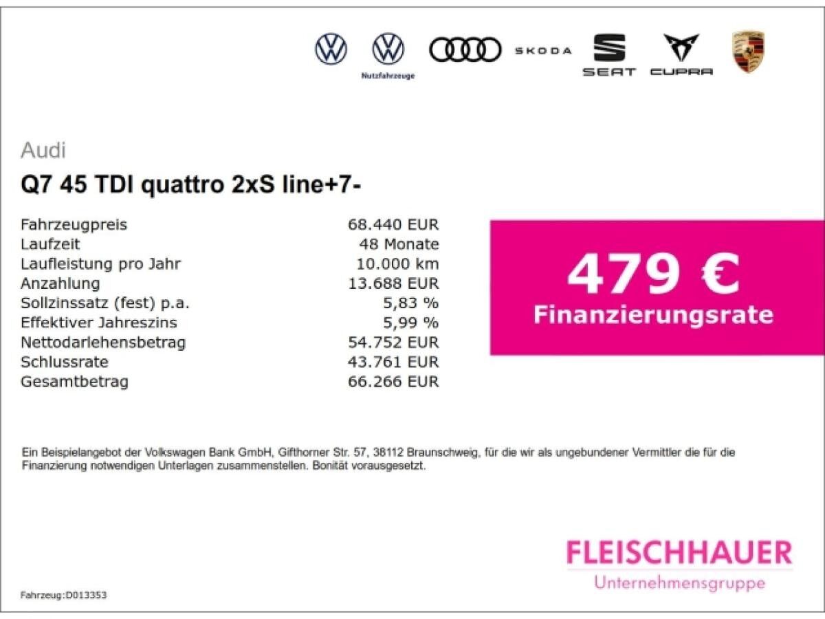Audi Q7 45 TDI quattro 2xS line+7-Sitzer+Matrix+Pano+Leder+Navi+HeadUp
