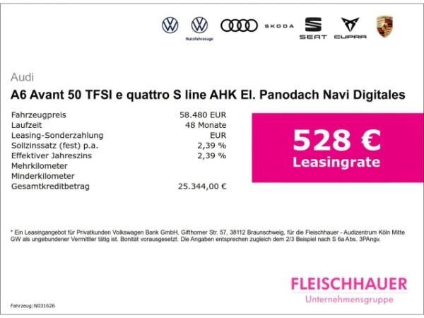 Audi A6 Avant 50 TFSI e quattro S line AHK El. Panodach Navi Digitales Cockpit Memory Sitze