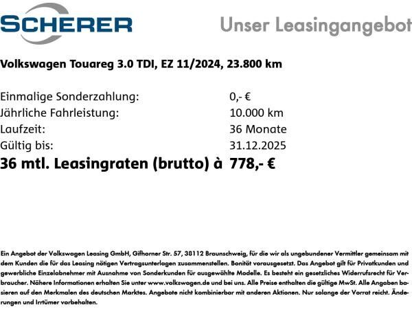 Volkswagen Touareg 3.0 TDI *Elegance* Allrad AHK Standh. Leder Navi ACC 19'Zoll