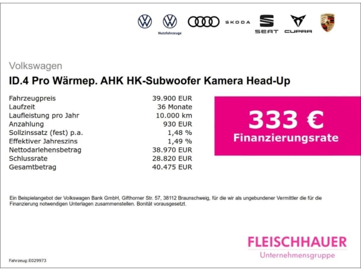 Volkswagen ID.4 Pro Wärmep. AHK HK-Subwoofer Kamera Head-Up