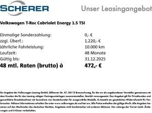 Volkswagen T-Roc Cabriolet ENERGY 1.5 l TSI OPF 7-Gang-Doppelkupplungsgetriebe DSG
