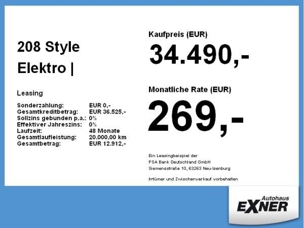 Peugeot 208 Style Elektro | FREI KONFIGURIERBAR | Privat