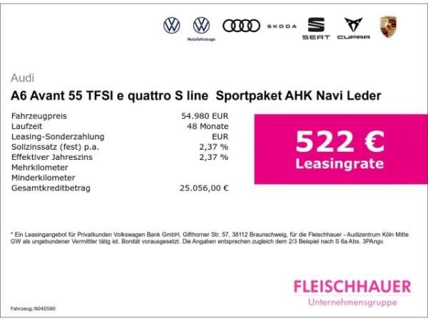 Audi A6 Avant 55 TFSI e quattro S line  Sportpaket AHK Navi Leder Digitales Cockpit