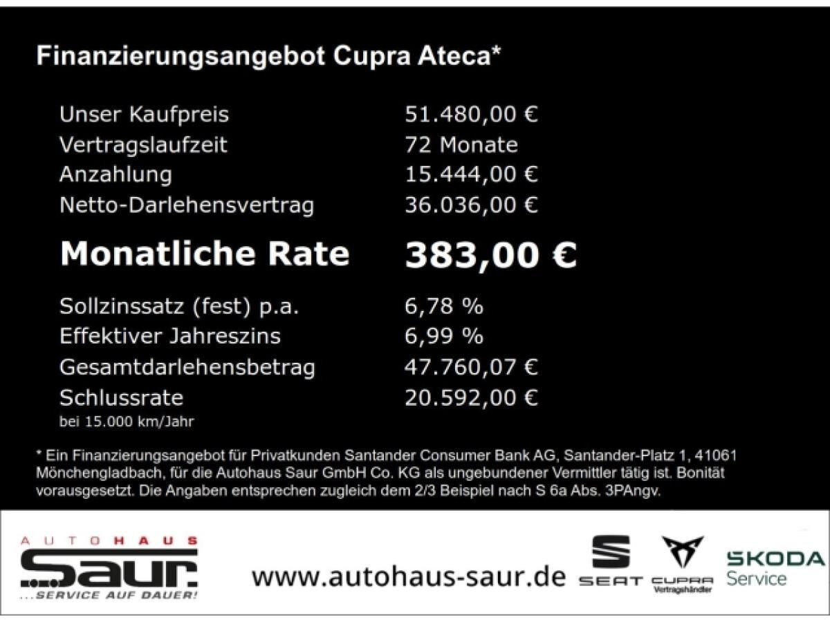 Cupra Ateca VZ Tribe Edition 2.0 TSI DSG 4Drive AHK SHZ NAVI HECKKLAPPE ELEKTRISCH