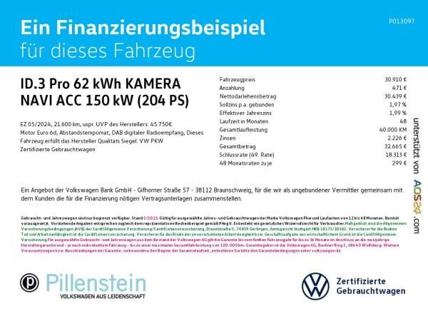 Volkswagen ID.3 Pro 62kwh KAMERA NAVI ACC SHZ