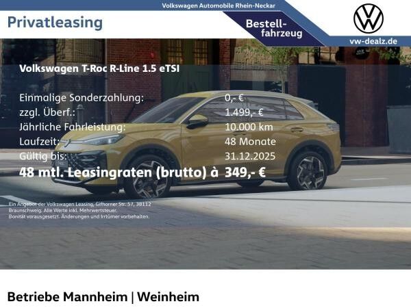 Volkswagen T-Roc R-Line 1.5 eTSI DSG jetzt Vorbestellen!