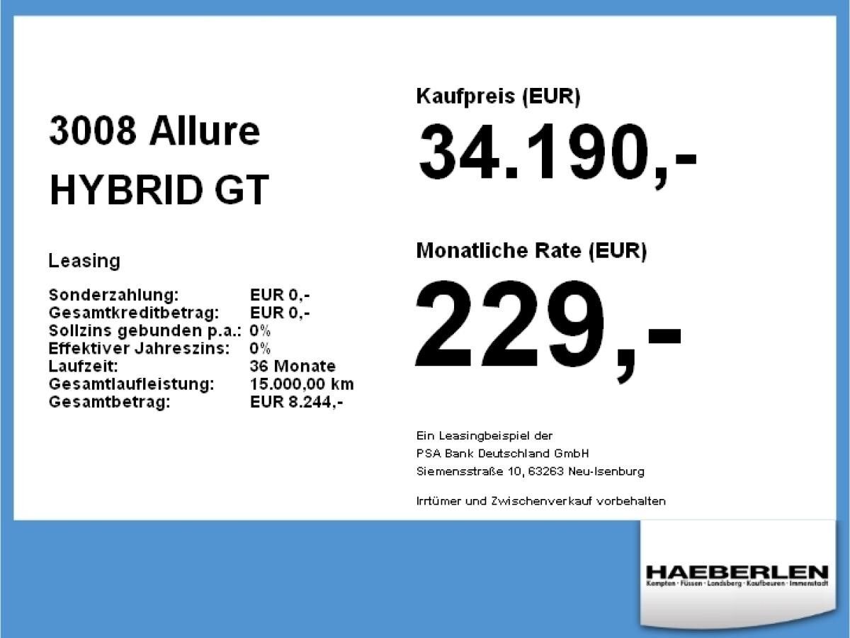 Peugeot 3008 Allure HYBRID *PRIVAT*FREI KONFIGURIEREN