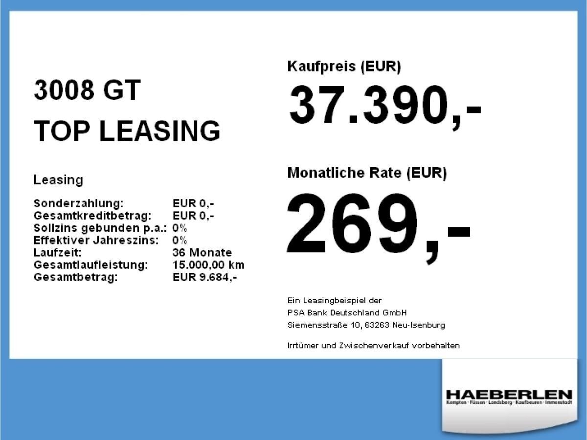 Peugeot 3008 GT TOP LEASING PRIVAT*FREI KONFIGURIERBAR