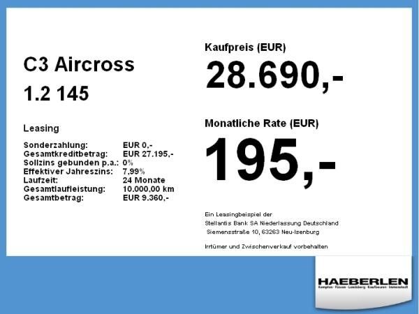 Citroën C3 Aircross 1.2 145 MAX LED+Navi+Fernlichtass.