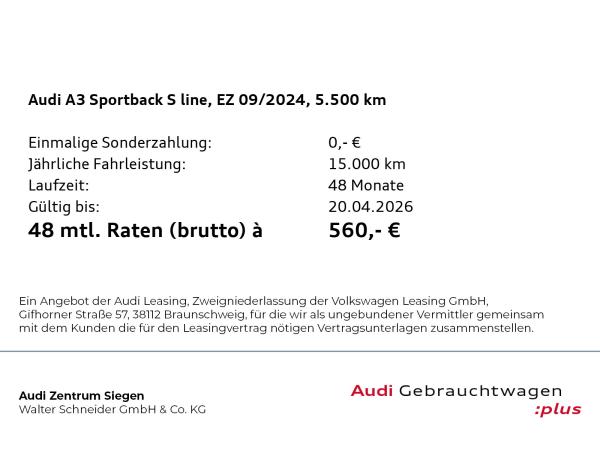Audi A3 Sportback 35 TDI 2x S line LED Navi VC RFK