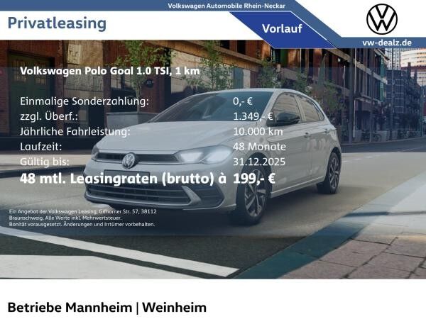 Volkswagen Polo Goal 1,0 l TSI Klima LED DAB ALU 16" NAVI