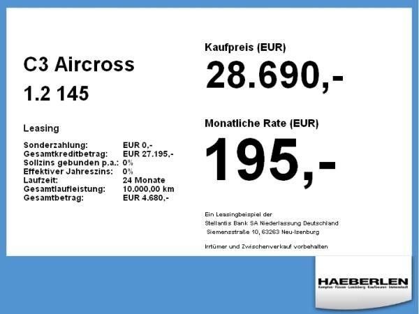 Citroën C3 Aircross 1.2 145 MAX LED+Navi+Fernlichtass.
