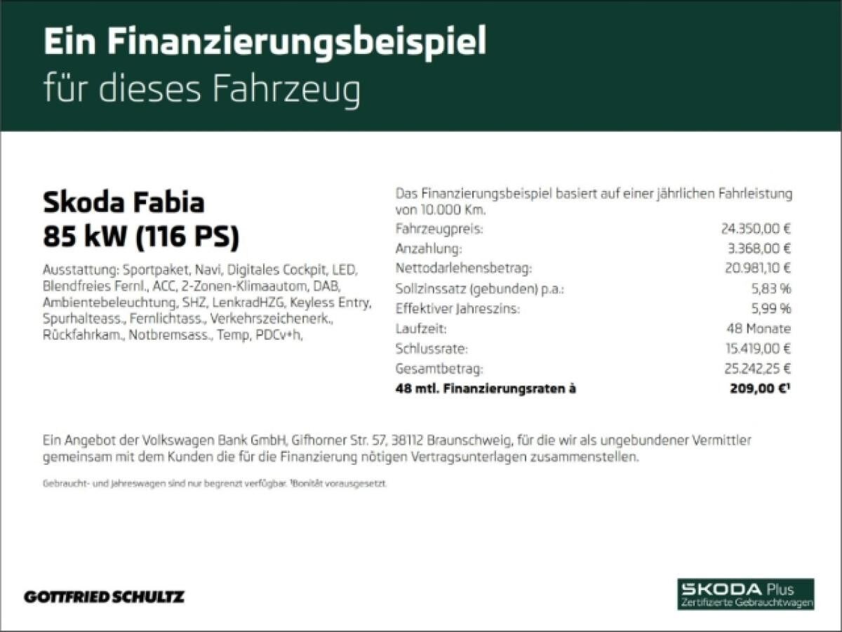 Skoda Fabia MONTE CARLO DSG SITZHEIZUNG EINPARKHILFE NAVI LED