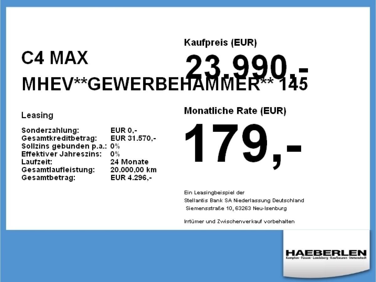 Citroën C4 MAX MHEV**GEWERBEHAMMER** LED+Navi+SHZ+360+LM