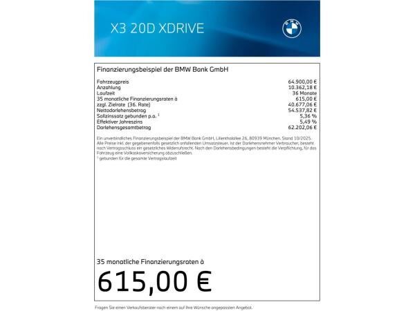 BMW X3 xDrive20d M Sport Pro|77.140€|Sofort verfügbar