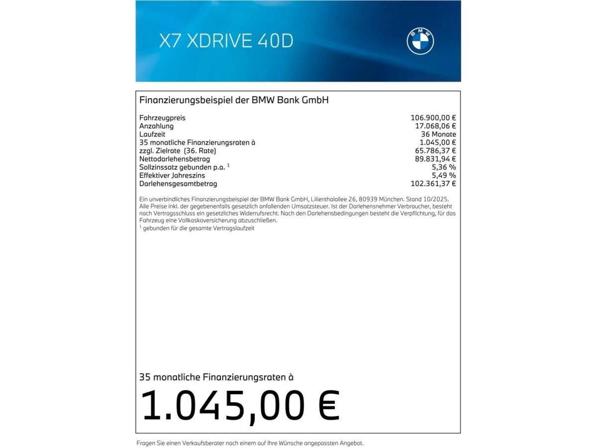 BMW X7 xDrive40d M Sport Pro|UPE 138.230€|Sofort verfügbar