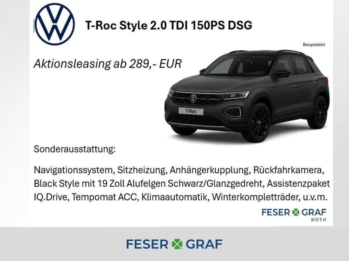 Volkswagen T-Roc 2.0 TDI DSG Style NAV AHK KAM BLACK 8-Fach