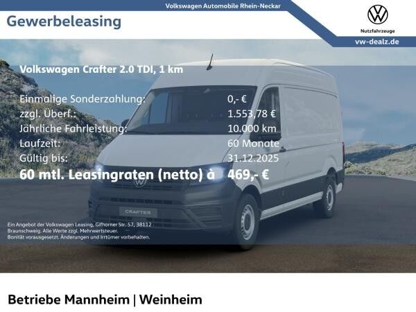 Volkswagen Crafter 35 Kasten 2.0 TDI Heckantrieb Klima AHK