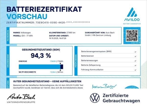 Volkswagen ID.4 Pro Performance, Panoramadach, Navi, LED-Matrix, Rückfahrkamera
