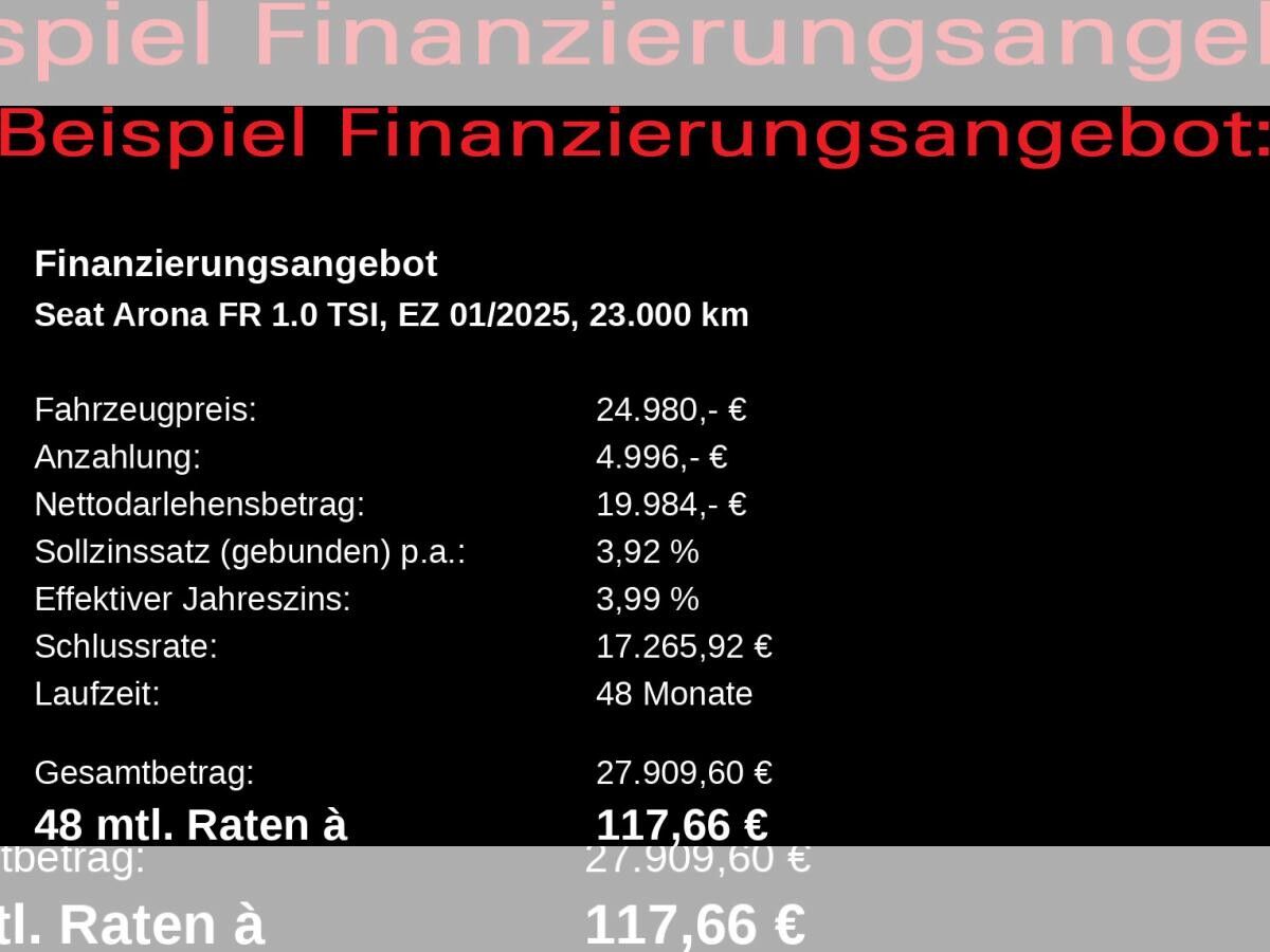 Seat Arona FR 1.0 TSI DSG / Navi, ParkAssi, LED, RFK