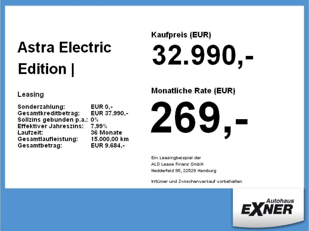 Opel Astra Electric Edition | FREI KONFIGURIERBAR | Privat
