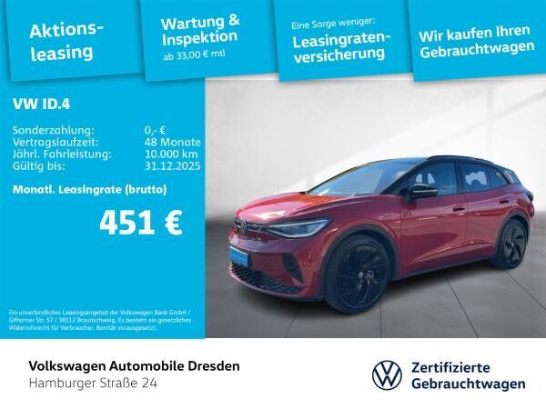 Volkswagen ID.4 GTX IQ DCC AHZV PANO AREA HARMAN WÄRMEPUMPE Volkswagen ID.4 GTX IQ DCC AHZV PANO AREA HARMAN WÄRMEPUMPE