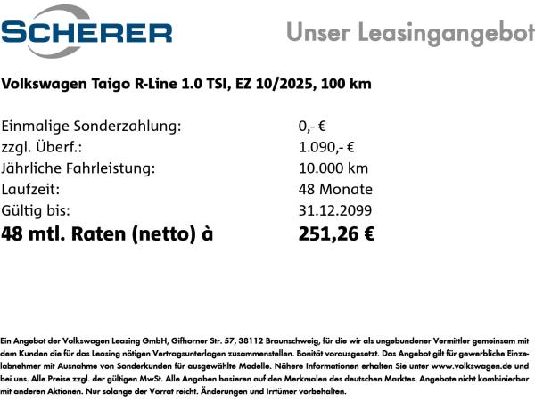 Volkswagen Taigo 1.0 TSI *R-Line* IQ.Light SHZ PDC App-Connect