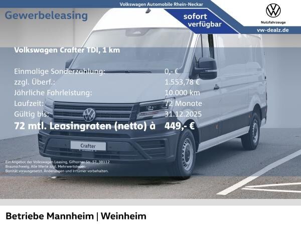 Volkswagen Crafter 35 Kasten 2,.0 TDI Automatik Klima AHK