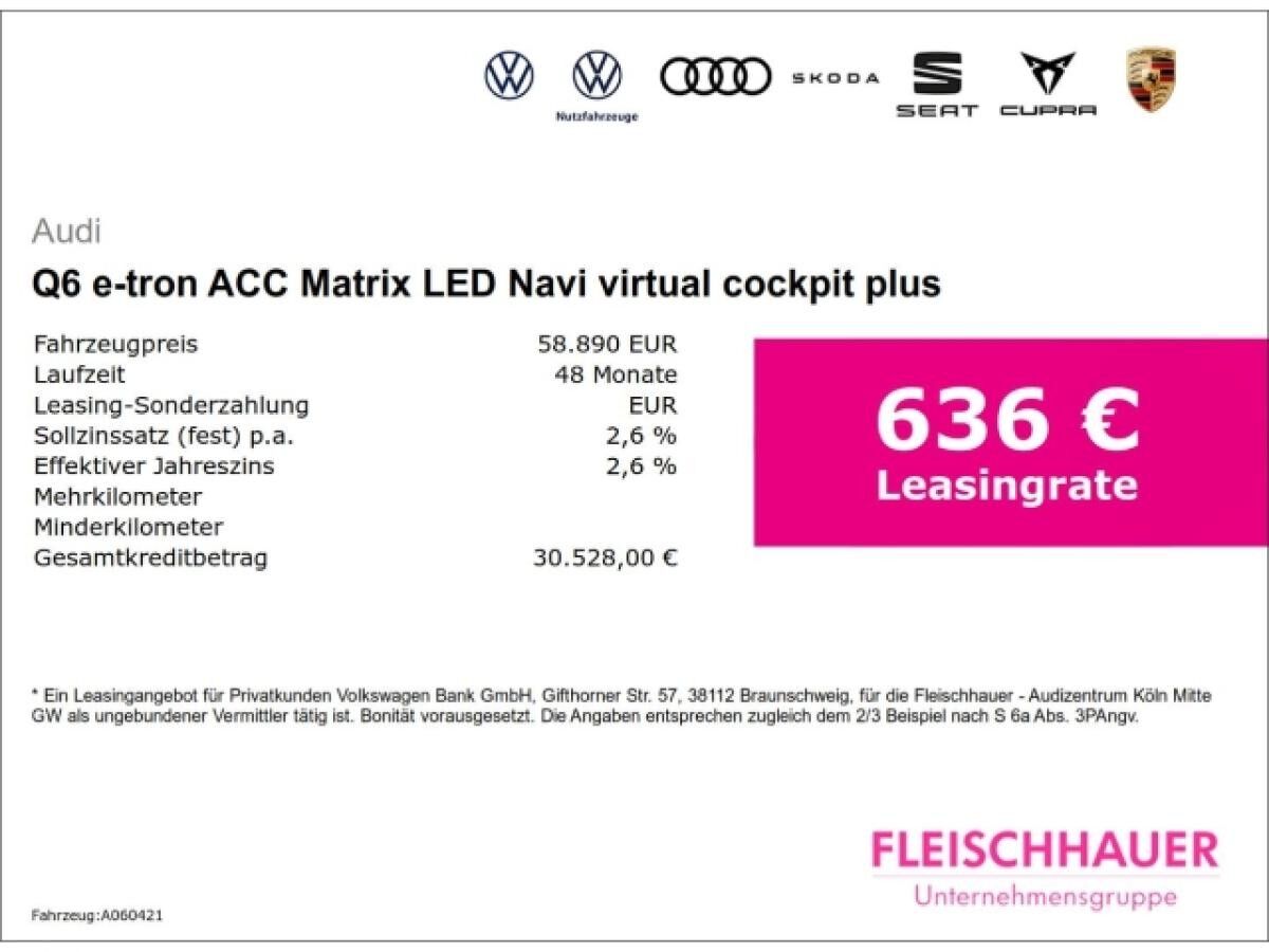 Audi Q6 e-tron ACC Matrix LED Navi virtual cockpit plus