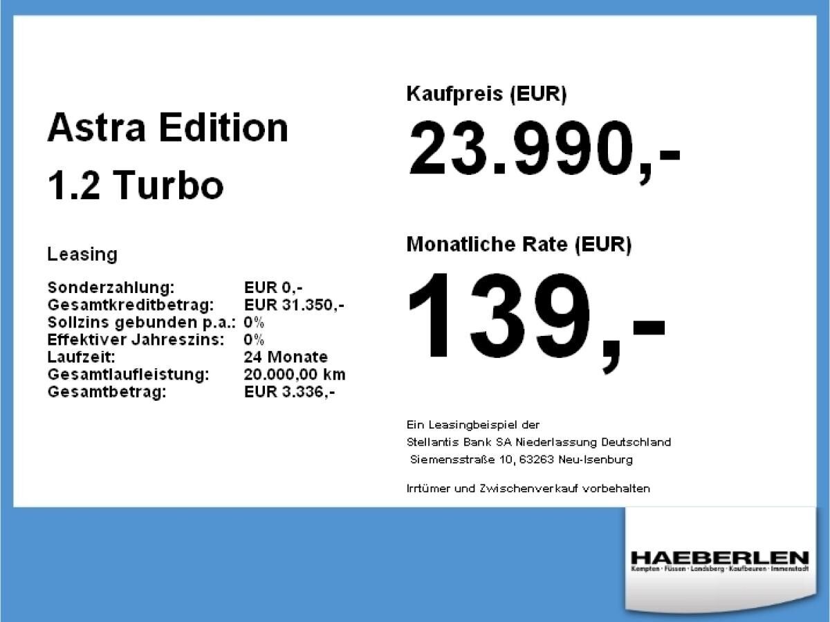 Opel Astra Edition 1.2 Turbo