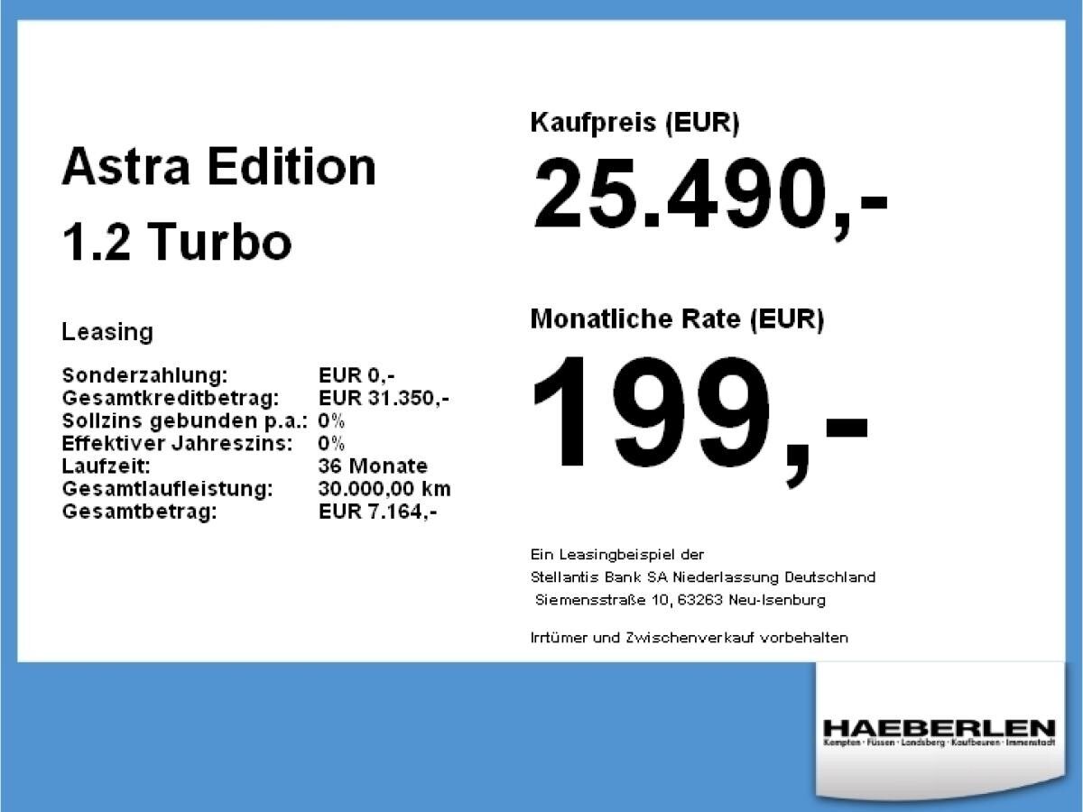 Opel Astra Edition 1.2 Turbo