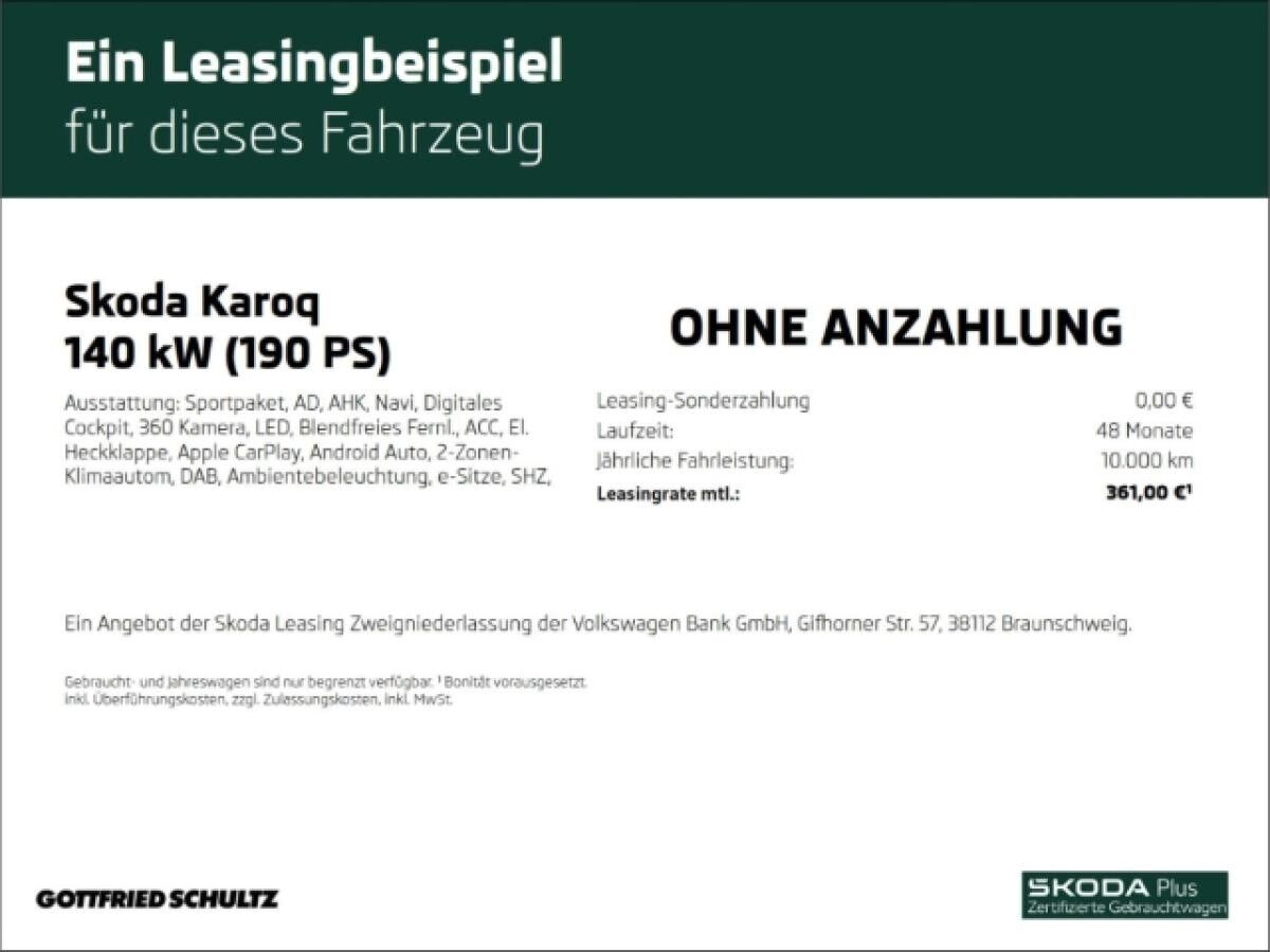 Skoda Karoq Sportline 4x4 TSI DSG AHK Infotainment-Paket Amundsen Frontscheibe heizbar
