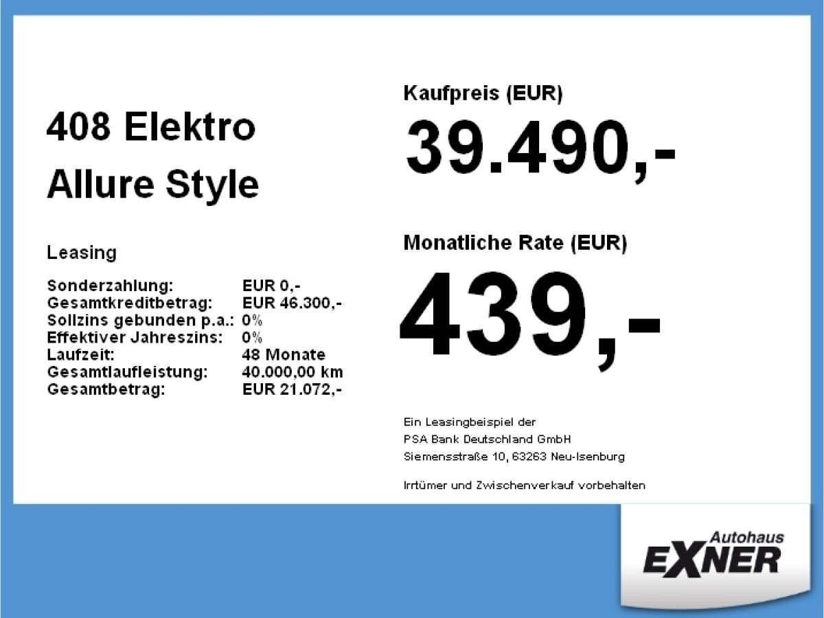 Peugeot 408 Elektro Allure **Gewerbeknaller**