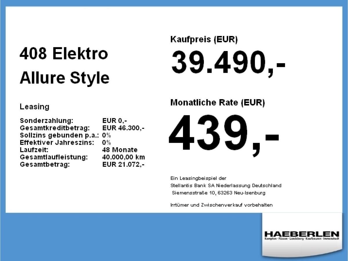 Peugeot 408 Elektro Allure **Gewerbeknaller**