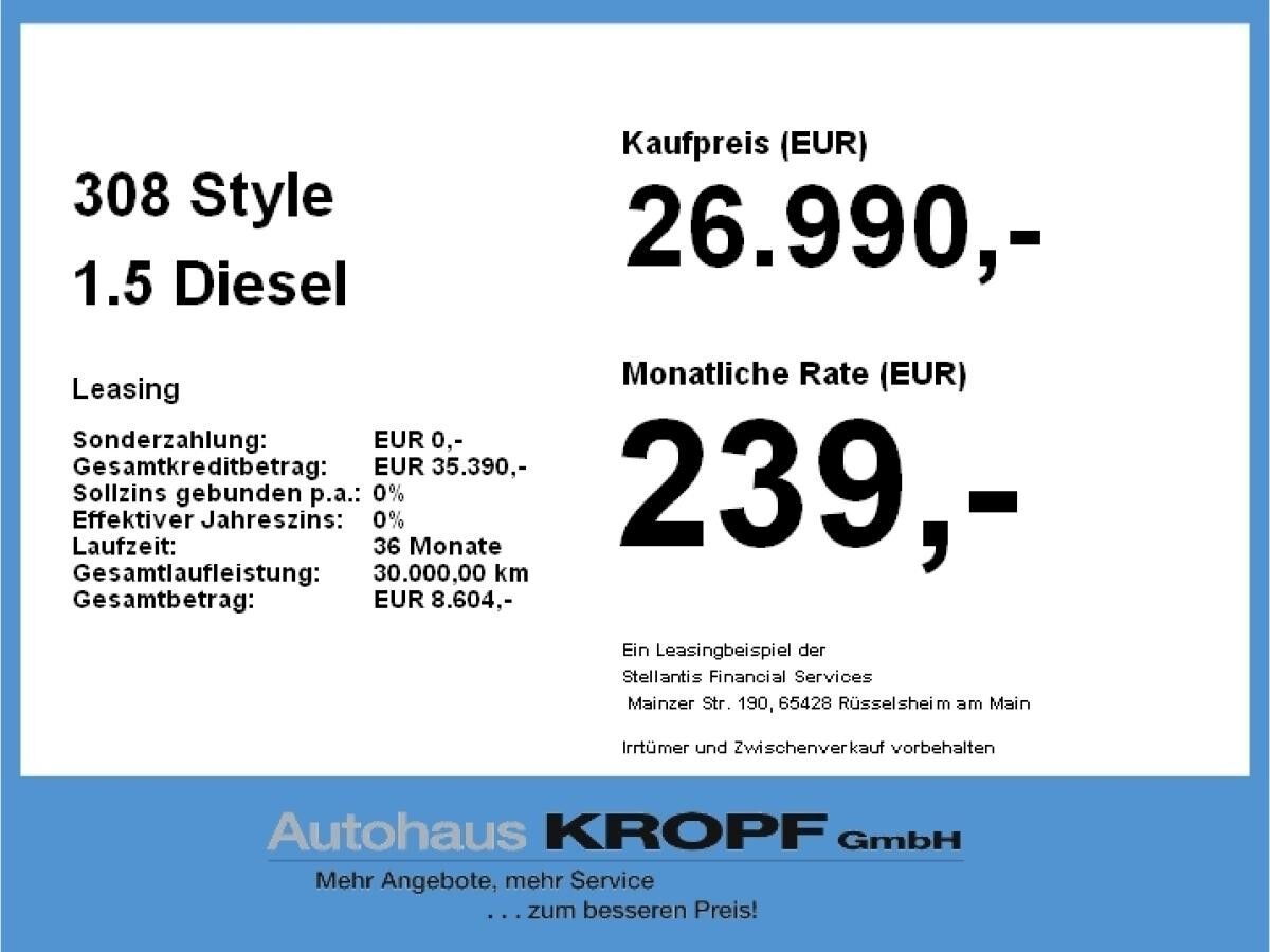 Peugeot 308 Style 1.5 Diesel **Gewerbeknaller**