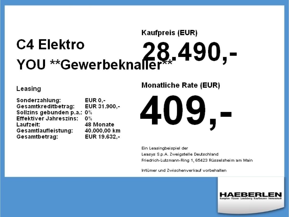 Citroën C4 Elektro YOU **Gewerbeknaller** LED+2xKlima