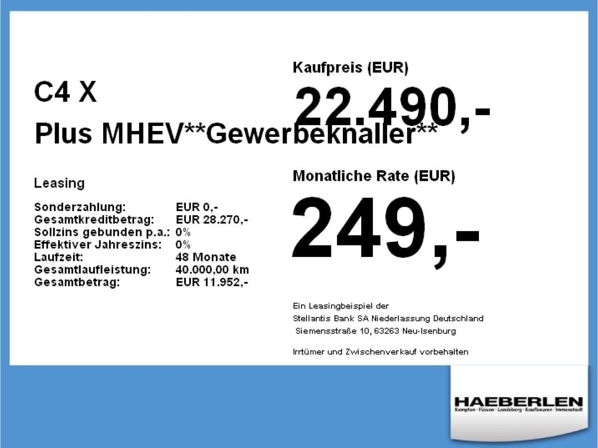 Citroën C4 X Plus MHEV**Gewerbeknaller** LED+SHZ+2xKlima