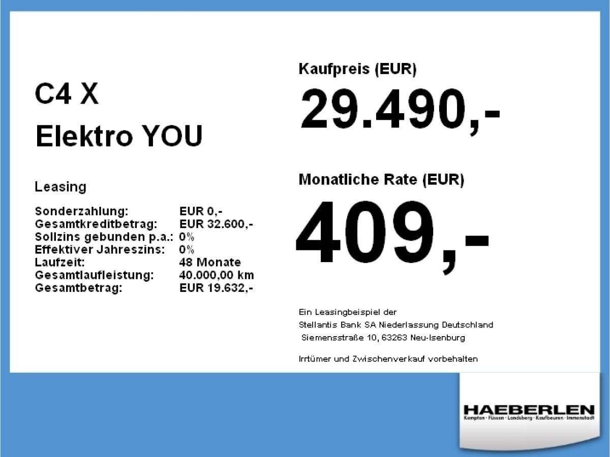 Citroën C4 X Elektro YOU Standard-Range **Gewerbeknaller**