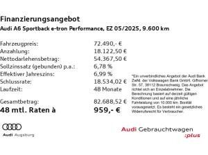Audi A6 e-tron A6 Sportback e-tron performance 2x S line 8-fach Audi A6 e-tron A6 Sportback e-tron performance 2x S line 8-fach