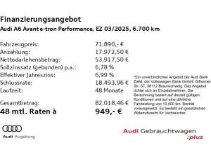 Audi A6 e-tron A6 Avant e-tron performance 2x S line*AHK*8-fach Audi A6 e-tron A6 Avant e-tron performance 2x S line*AHK*8-fach