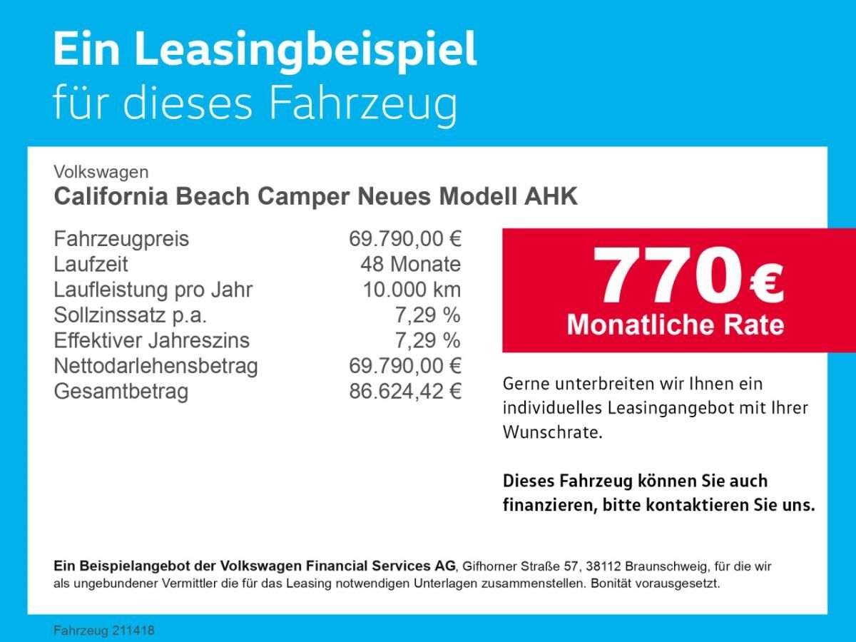 Volkswagen California Beach Camper Neues Modell AHK
