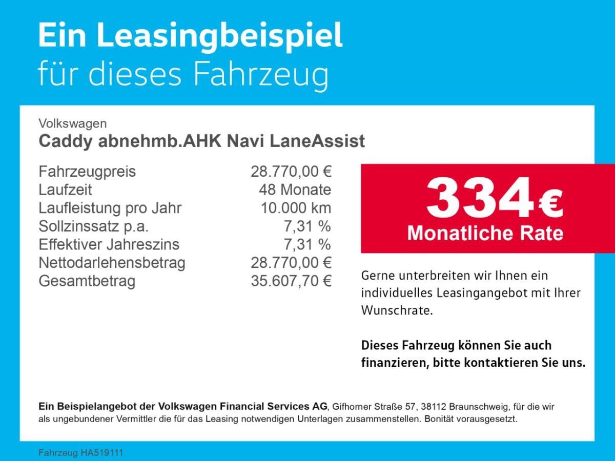 Volkswagen Caddy abnehmb.AHK Navi LaneAssist
