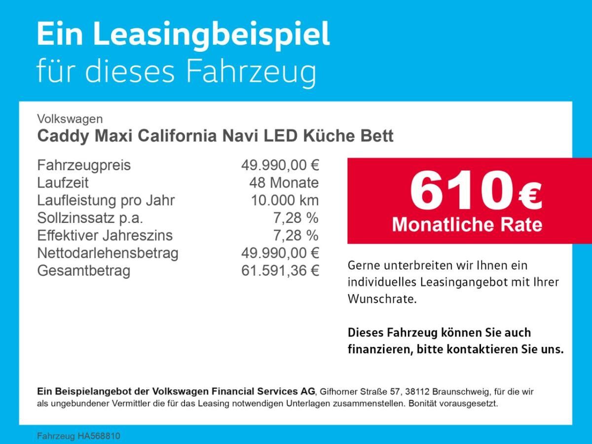 Volkswagen Caddy Maxi California Navi LED Küche Bett