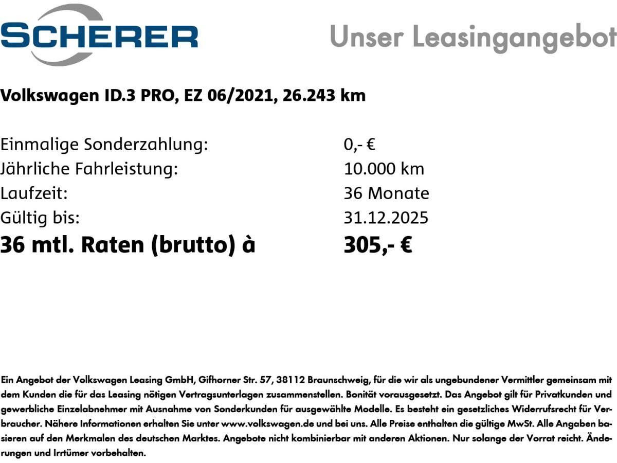 Volkswagen ID.3 Pro 62kWh CARPLAY KEYLESS LED NAVI PDC WÄRMEPUMPE
