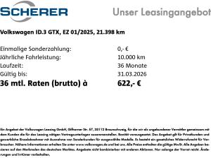 Volkswagen ID.3 GTX Performance 84kWh 5J Garantie SOH:97% ACC HUD MATRIX RFK WÄRMEPUMPE