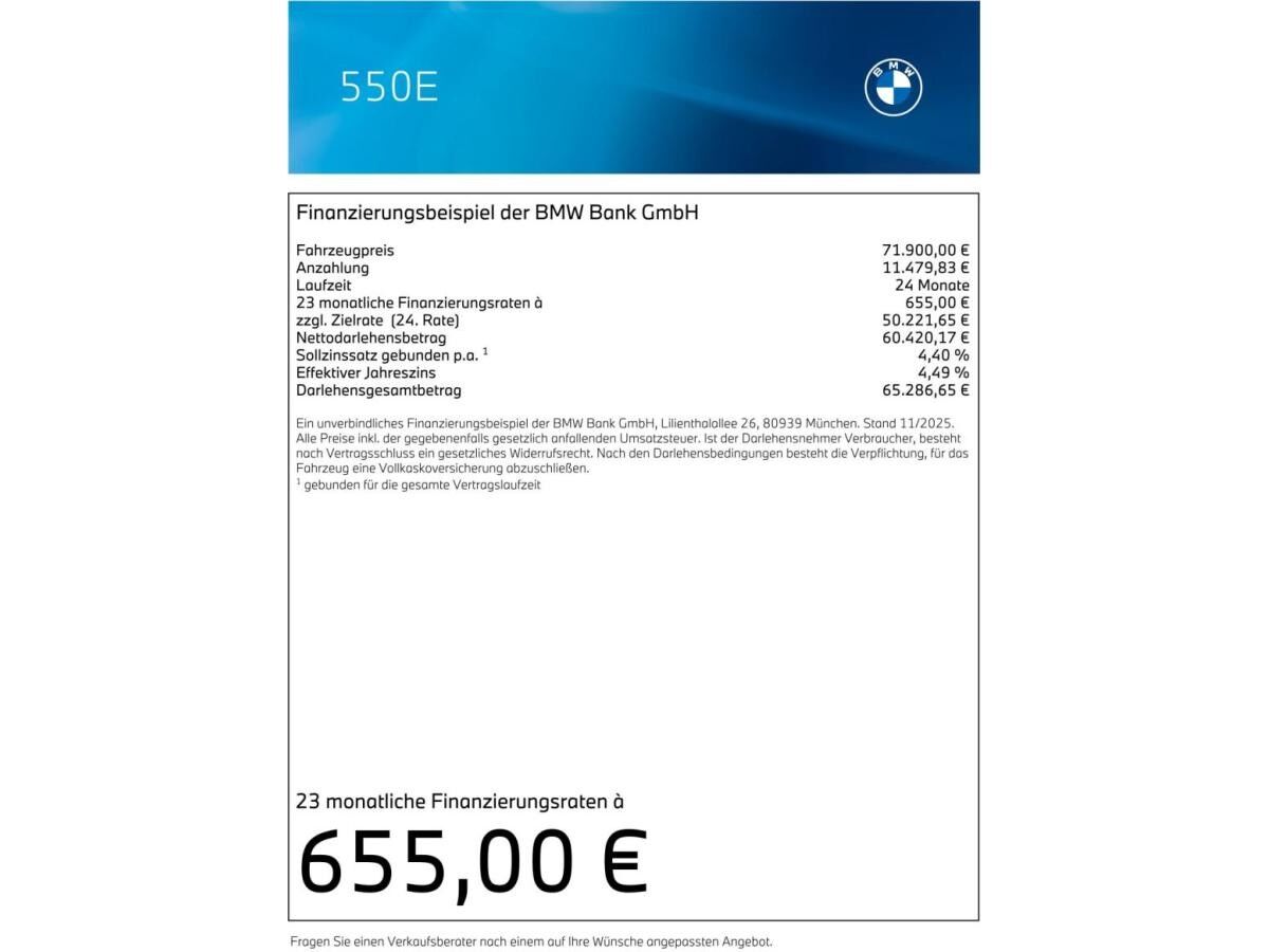 BMW 550 e xDrive M Sport Pro🎁|0,5% DWbst|UPE 97.725€
