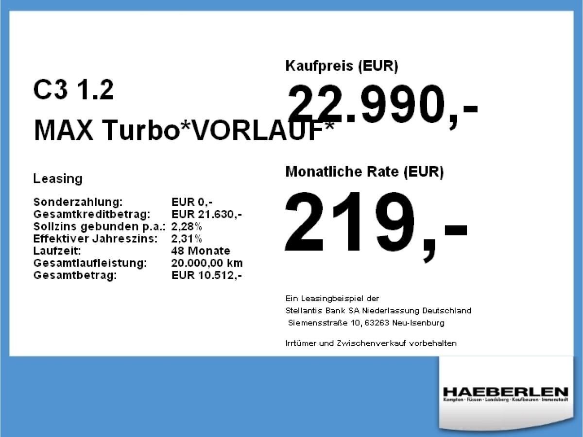 Citroën C3 1.2 MAX Turbo*VORLAUF* *Kamera*Navi*SHZ*